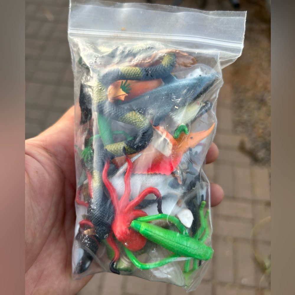 Mixed Lot Bag of Rubber Animals Spiders Bugs Snakes